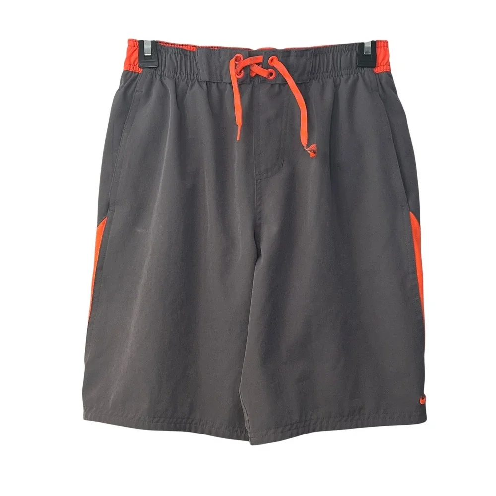 Nike Men's‎ Swim Trunks Gray & Orange Athletic Shorts Size Small